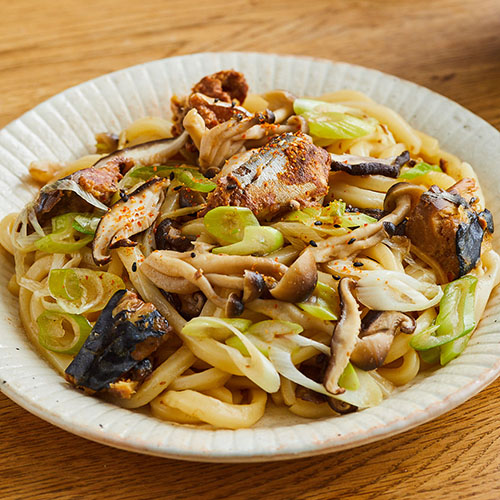 きのことさば缶のみそうどん